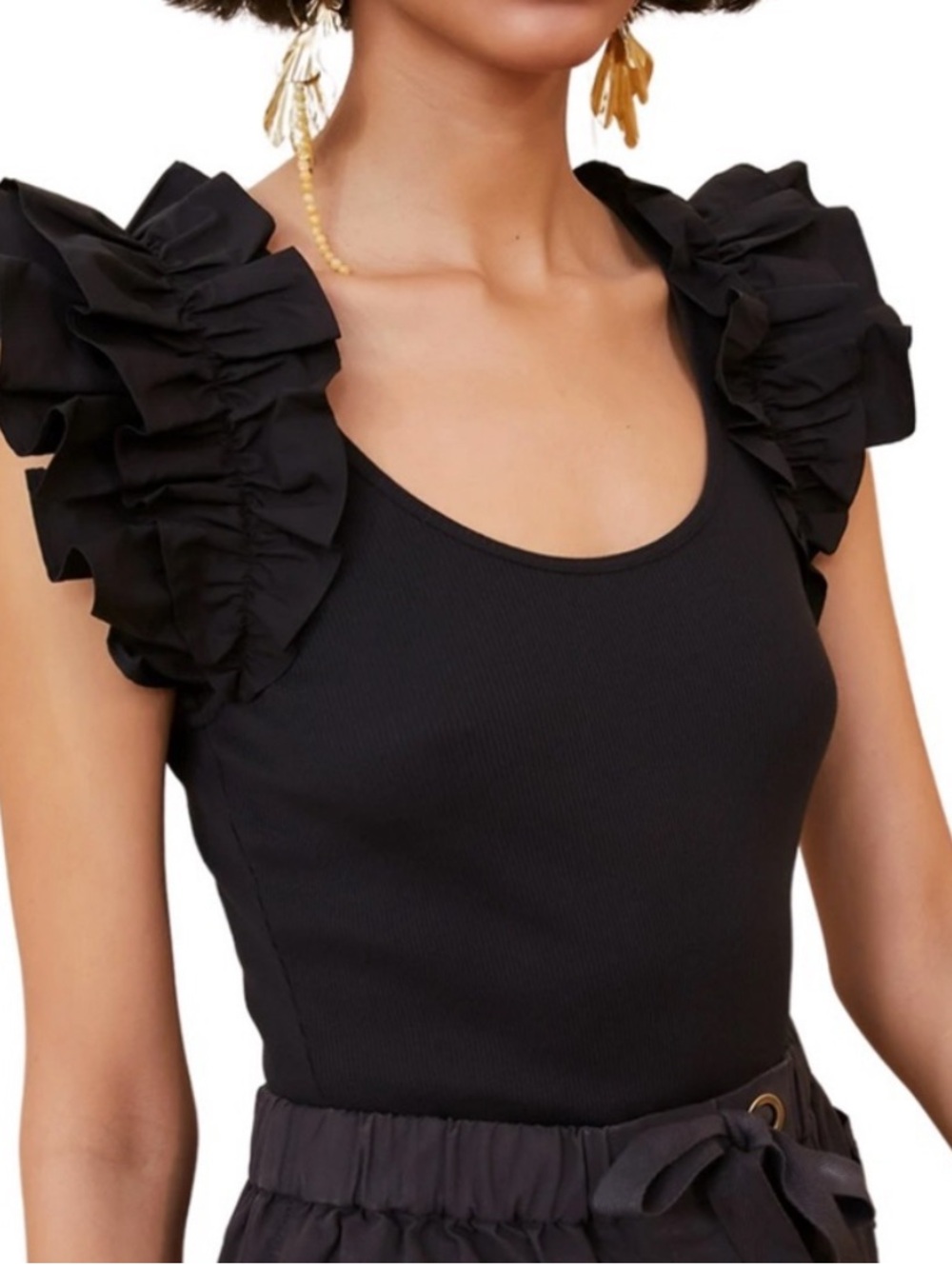 Ulla Johnson Koa black ruffle blouse top Sz S